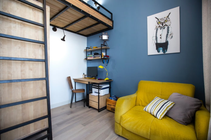 small yellow sofa in the interior