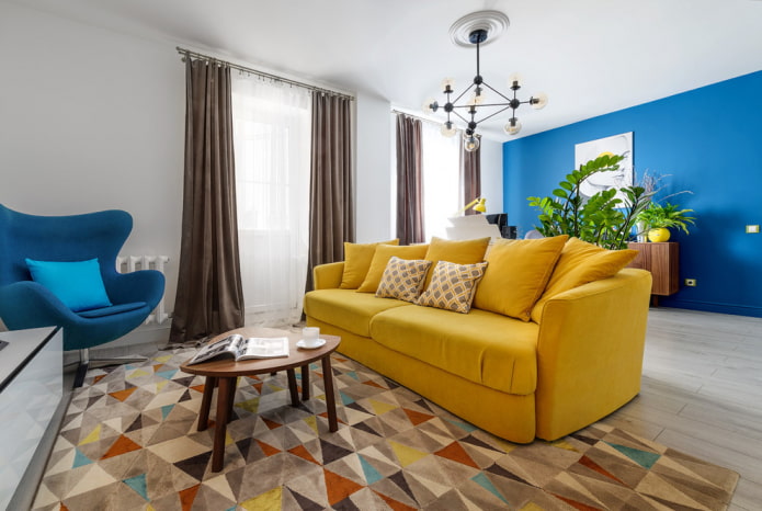 yellow sofa in the living room