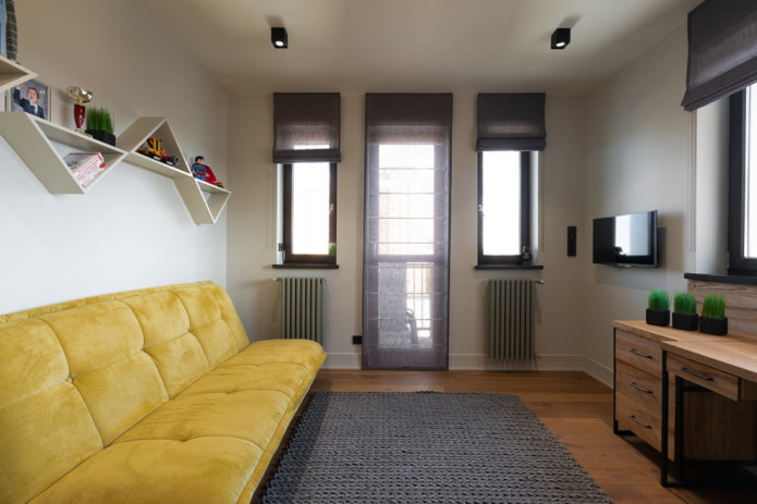 yellow sofa in the children's room