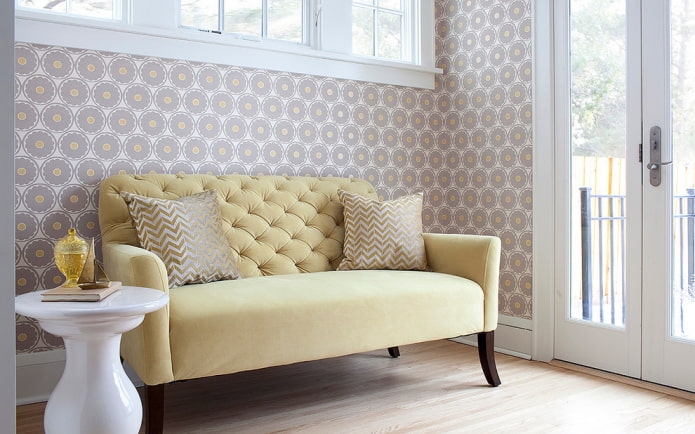 yellow sofa in the hallway