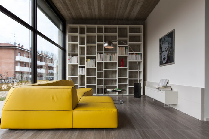yellow sofa in minimalist style