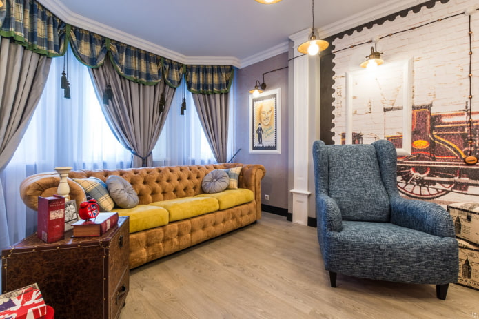 yellow Chesterfield sofa in the interior