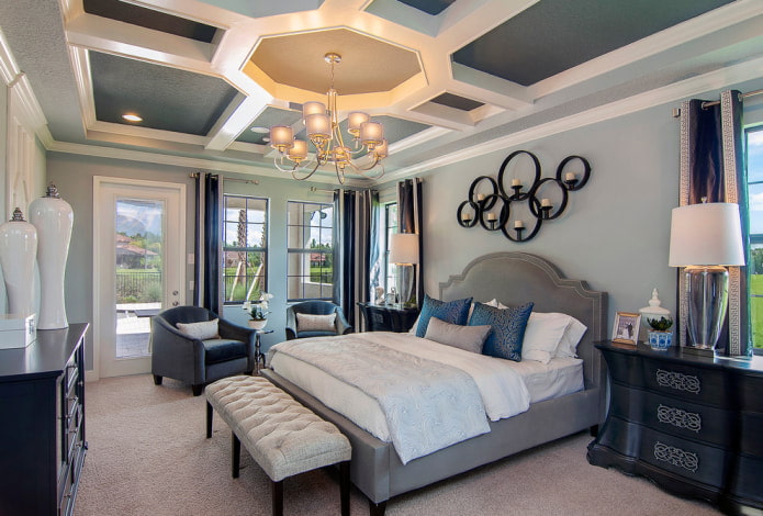 a combination of several colors on the ceiling