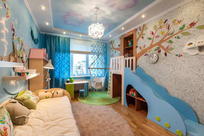 tree drawing in the nursery made of liquid wallpaper