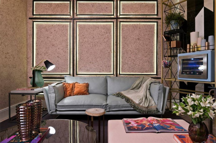 liquid wallpaper in the living room