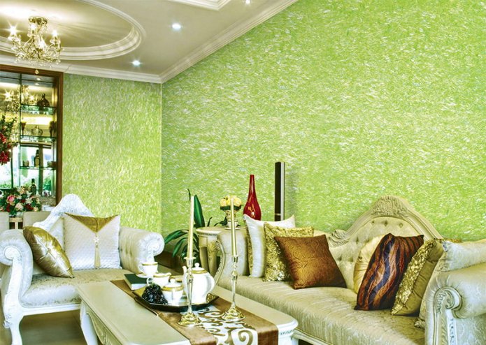 liquid wallpaper in the living room