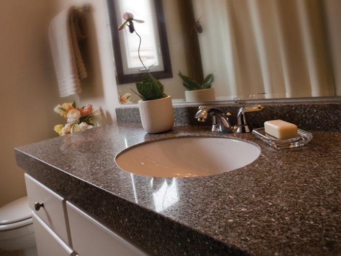 liquid granite in the bathroom interior