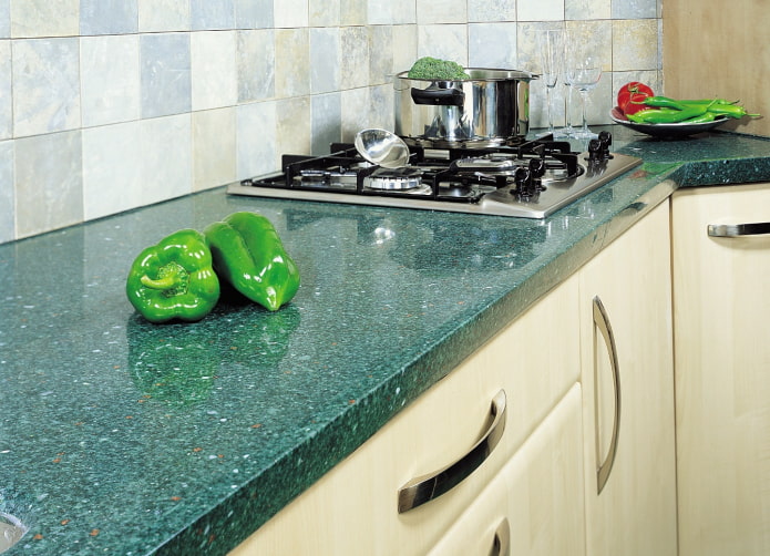 green liquid stone countertop
