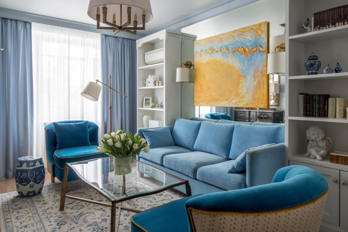 glass coffee table in the interior