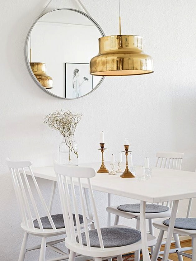 gold pendant over the table