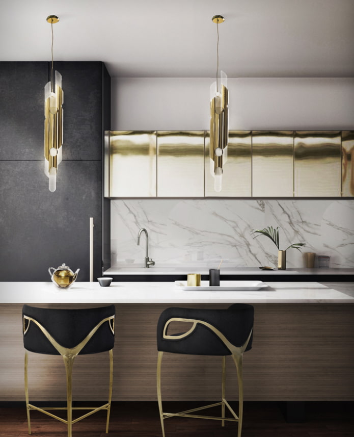 minimalist kitchen with gold