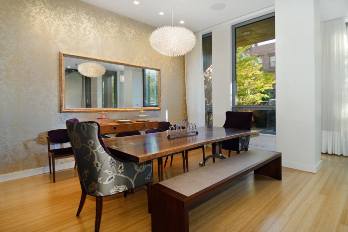 monograms on the walls in the dining room