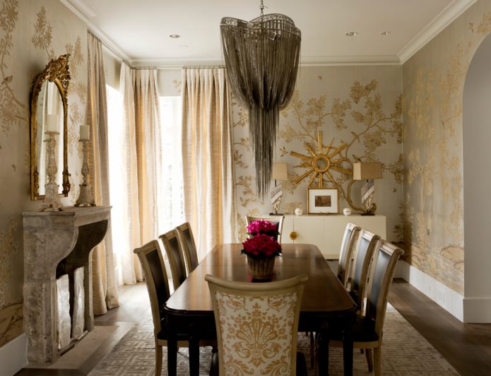 gray and gold walls
