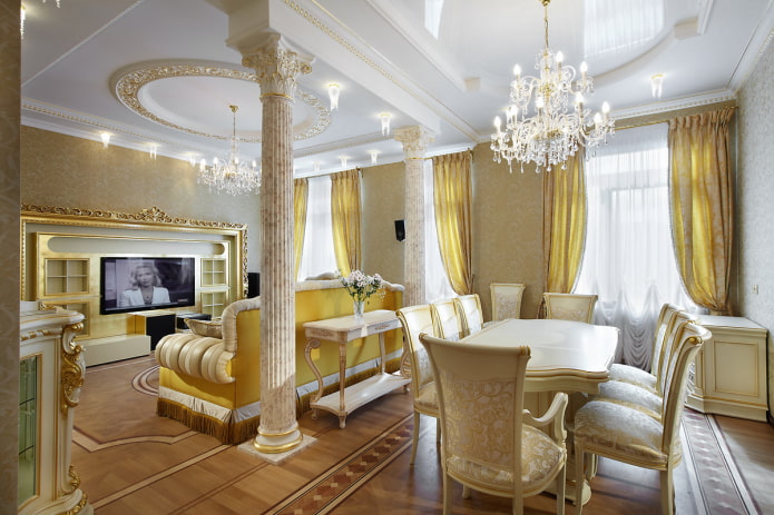 white and gold curtains