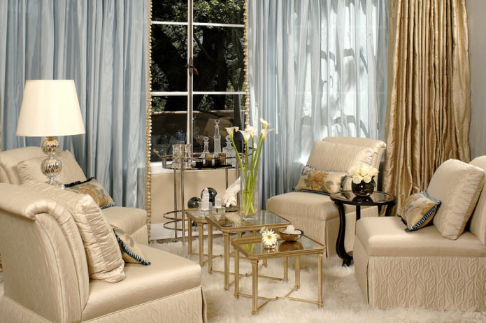blue and gold curtains
