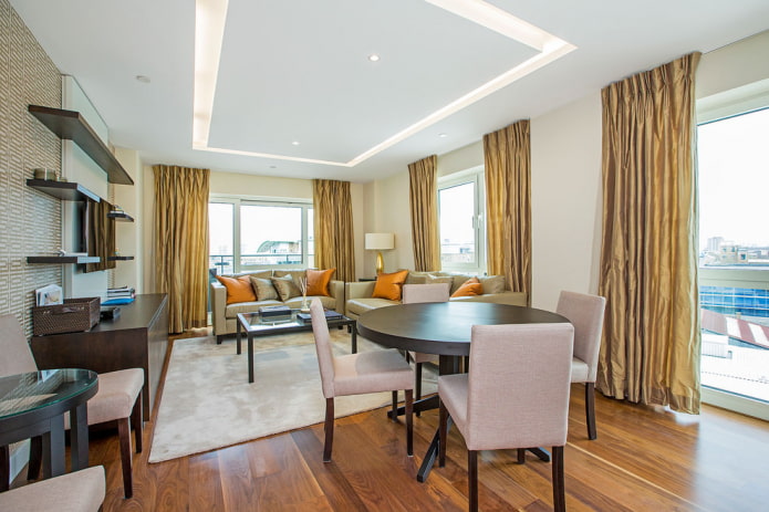 gold curtains in the living room