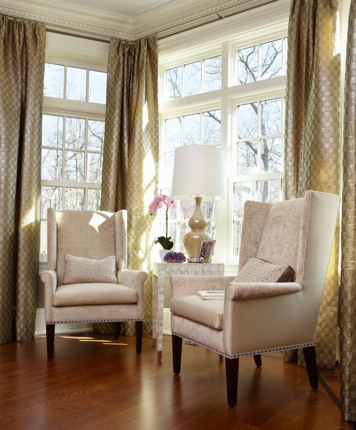 gold curtains in the interior