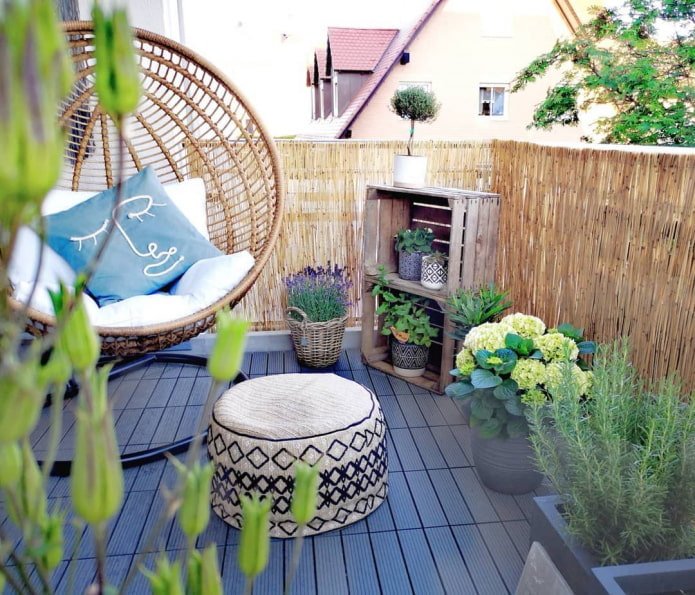 Hanging chair on the balcony