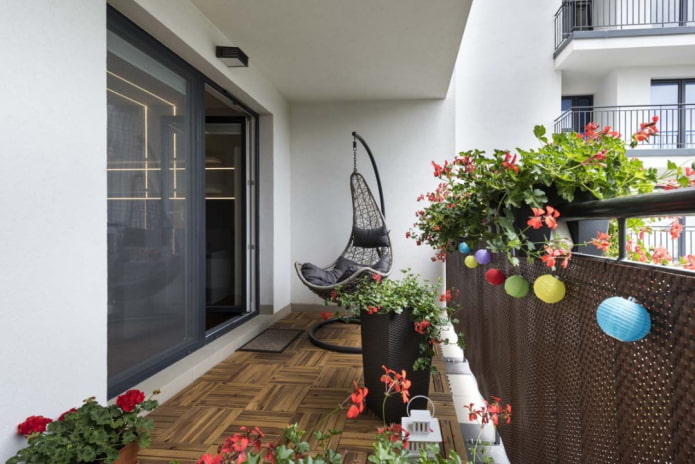 Wooden floor on the balcony