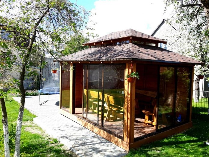 closed gazebo at a summer house