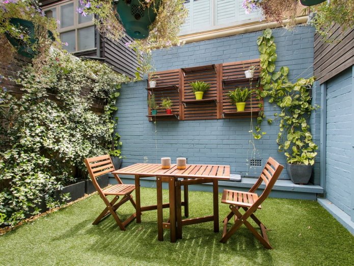 a table on the plot in the garden
