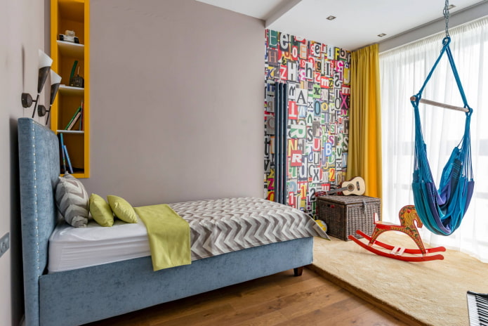 different finishes for zones in the children's room