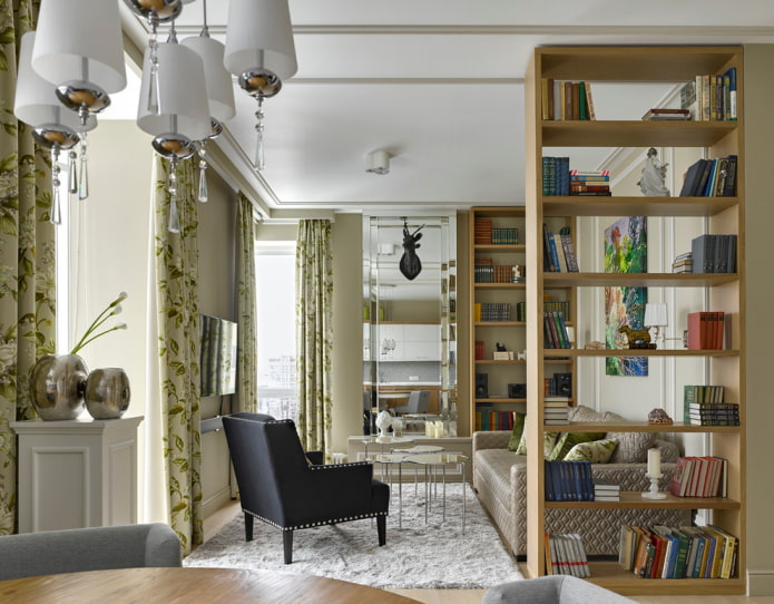 A niche made of shelving units