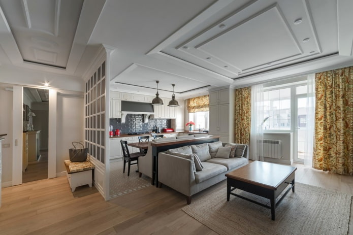 Dividing the living room with a sofa and console