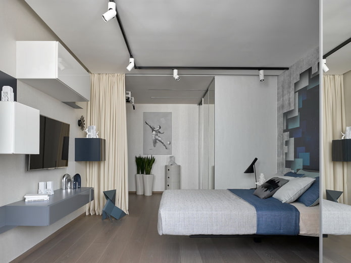 bedroom zoning with curtains