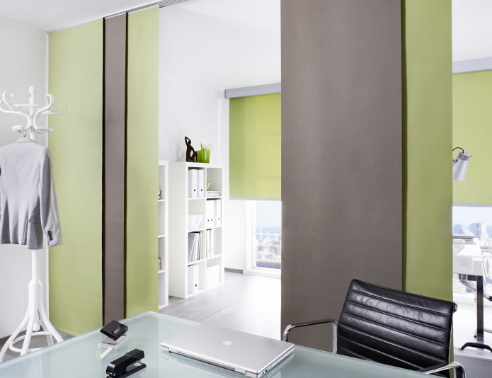 zoning the room with Japanese curtains