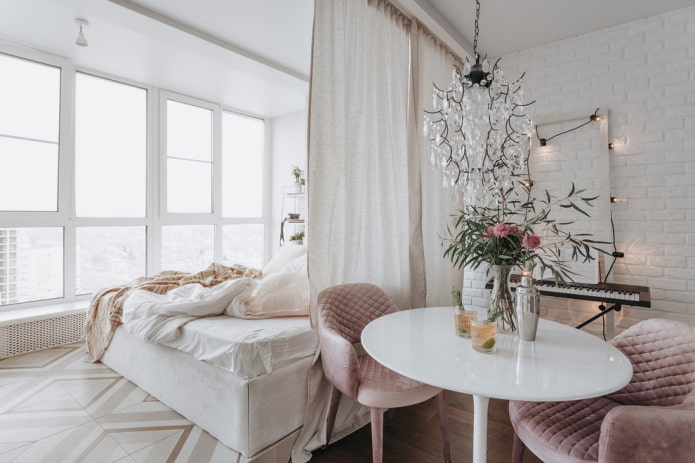 zoning a room with curtains
