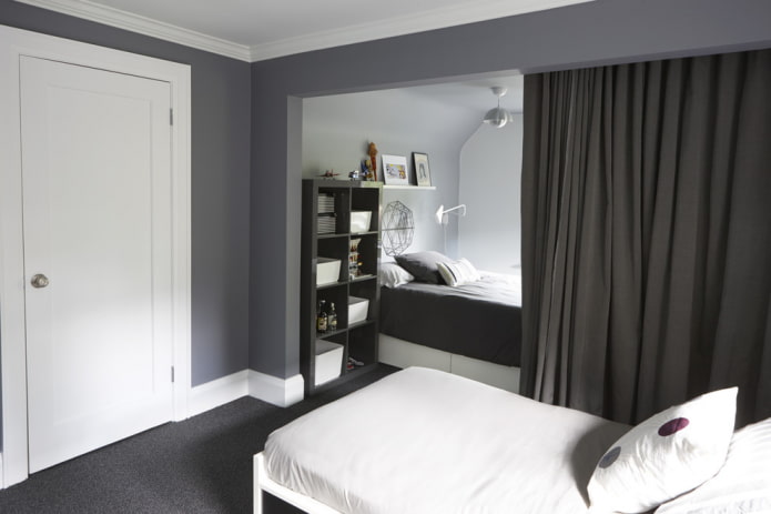 zoning the room with curtains
