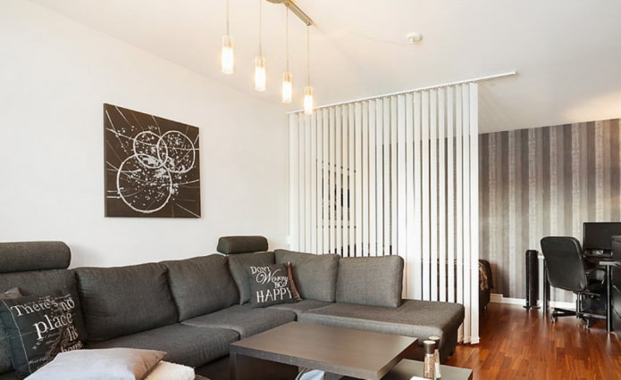 zoning a room with vertical blinds
