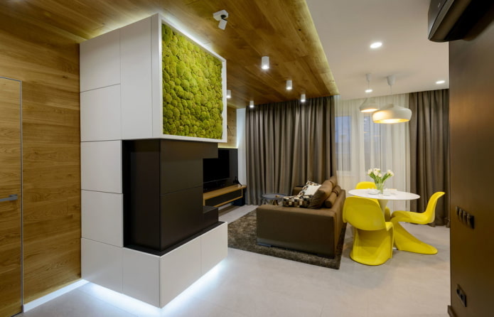zoning the room with finishing materials