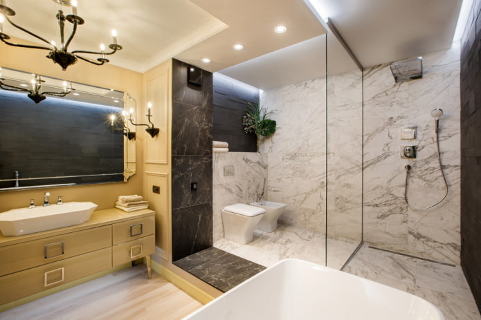 zoning in the bathroom interior