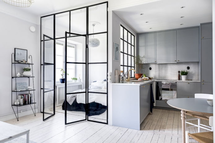 one-room apartment in Scandinavian style